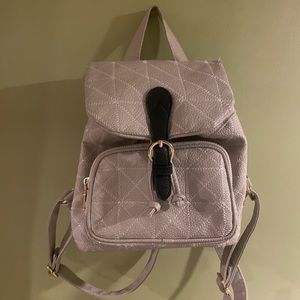 Small Gray Leather Backpack
